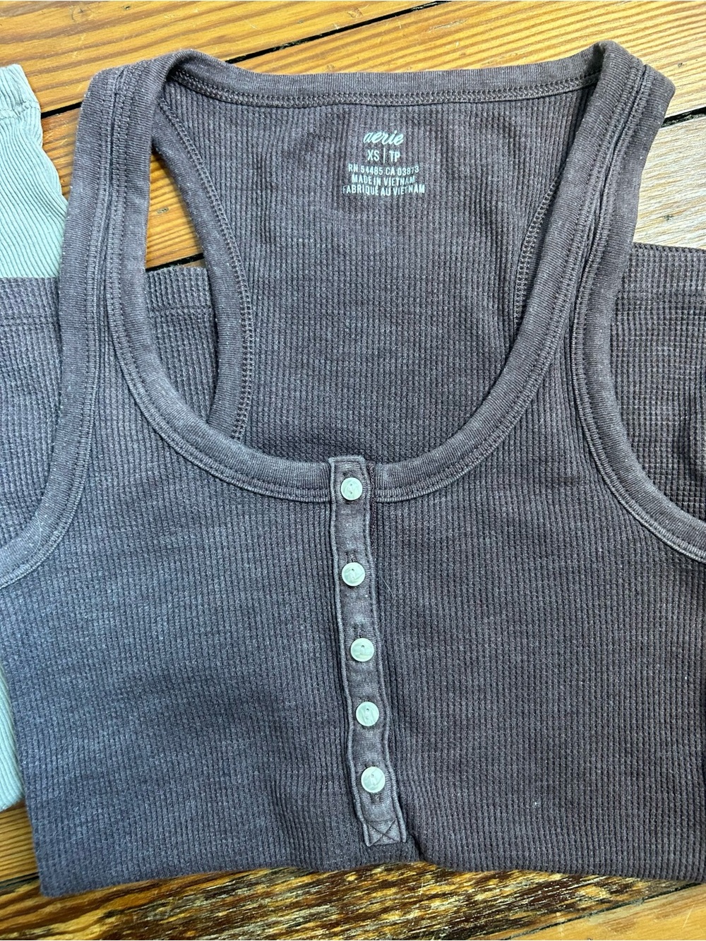 2 FOR DEAL! Ribbed Henley Tank Top Pair — Taupe & heat - Picture 6 of 7